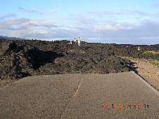 Big Island, Puna, lava flow on road